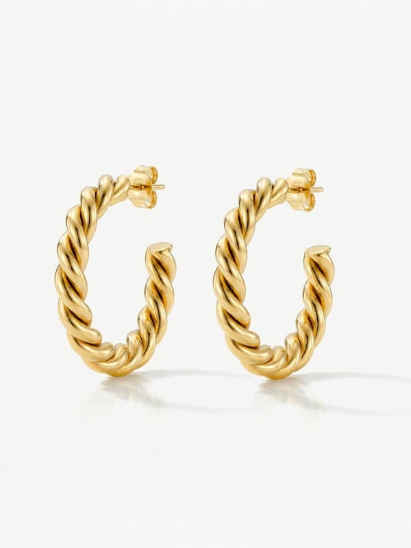 MUCHV Twisted Rope Hoop Earrings