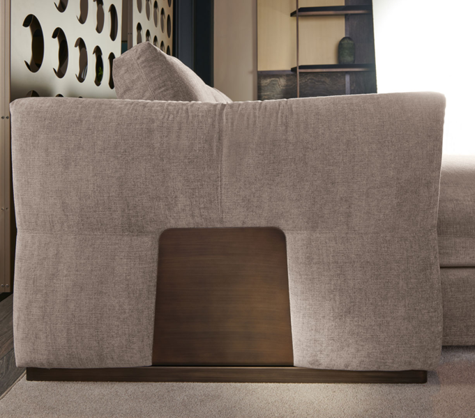 Cantori Tessuto Angular Sofa with Bronze Metal Plate