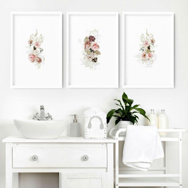 Bathroom chic prints | set of 3 framed wall art