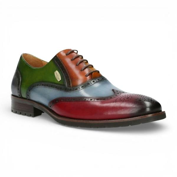 Laura Vita Lorenzo Conti Men's Black Burgundy Leather Brogue Oxford DressShoes - Antonin 01