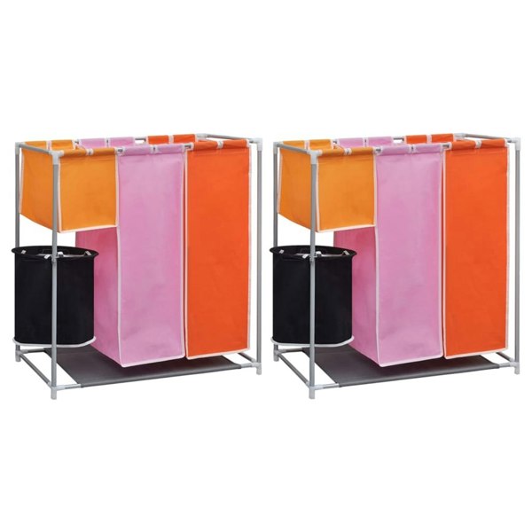 Berkfield 3-Section Laundry Sorter Hampers 2 pcs with a Washing Bin