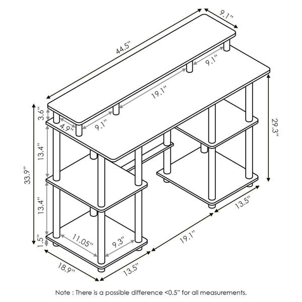 WALPLUS Turn | N | Tube Computer Desk with Top Shelf, Espresso/Black | Modern Desk Designed for Contemporary Interiors