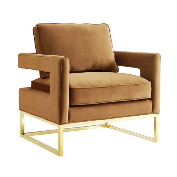 Furniture Edit Avery Cognac Velvet Chair With Polished Gold Base