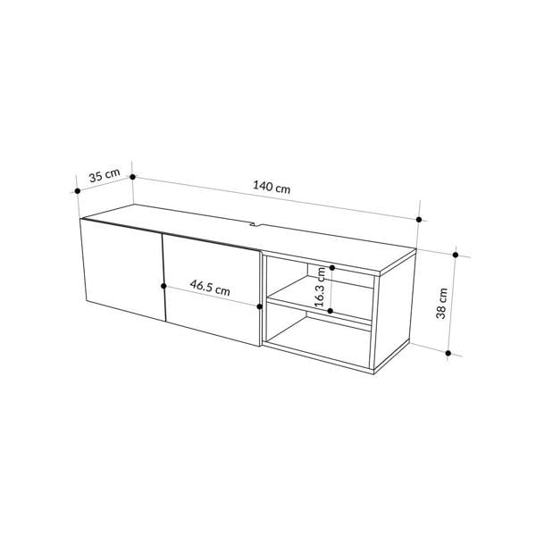 Decortie Modern Conrad TV Unit up to 50 Inch TVs 2 Soft Close Door Entertainment Centre 140cm Living Room Easy Assembly