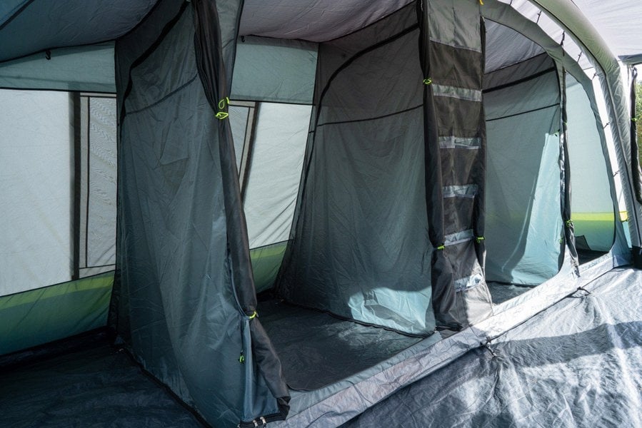 The inside of OLPRO Odyssey  Breeze®  Inflatable 8 Berth Tent pitched showing the inner sleeping pods.