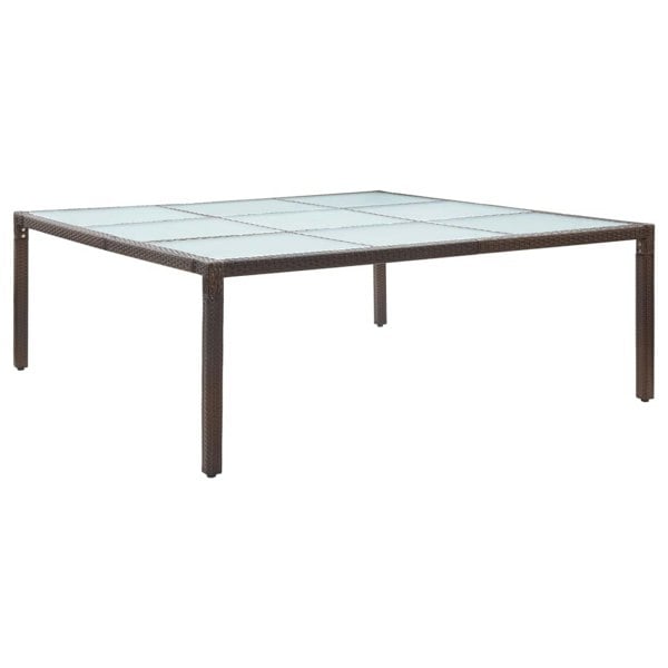 Berkfield Garden Dining Table Brown 200x200x74 cm Poly Rattan