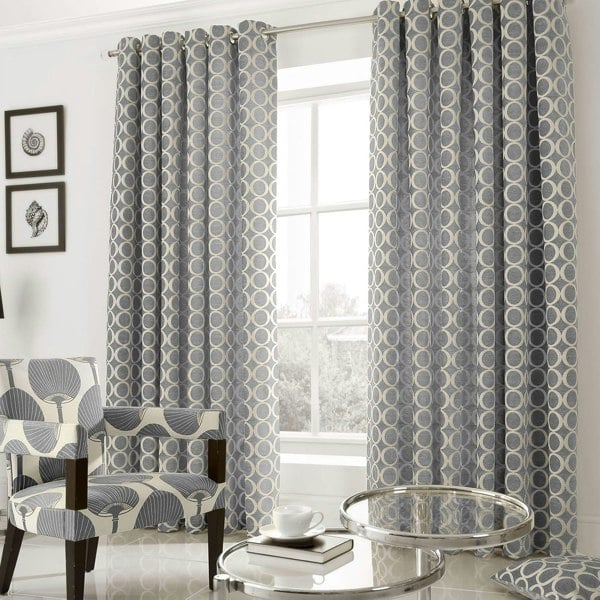 Alan Symonds Oh' Circles Eyelet Curtains Silver