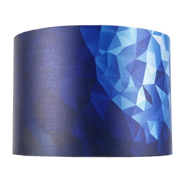 Designer Geometric Satin Fabric Round Lamp Shade with Tones of Blue Image 8