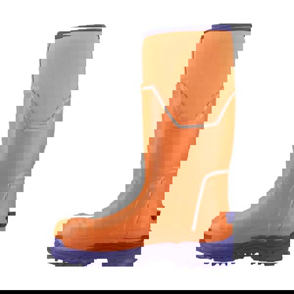 Muck Boots MUCK Boots GRIT S5 Mens Tall Safety Composite Toe/Midsole Wellie, orange and purple safety work boot with reinforced toe and midsole for rugged outdoor protection.