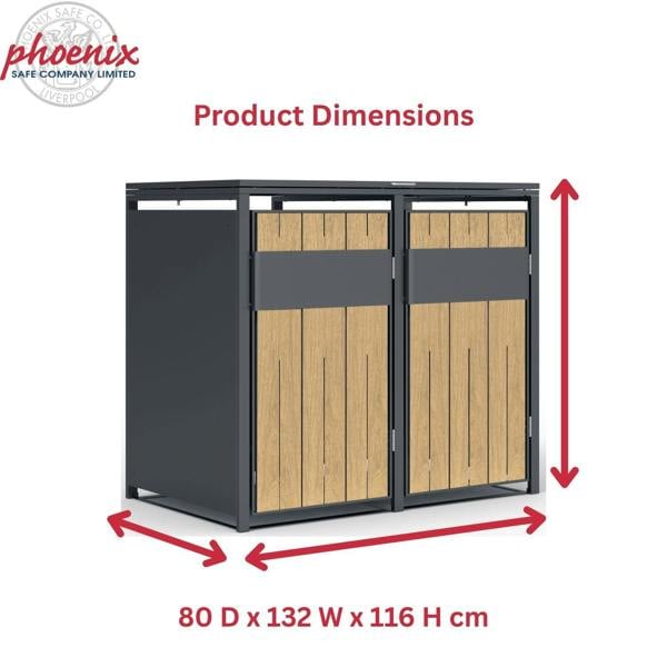 Phoenix Safe Phoenix GB2200AW Outdoor Double Wheelie Bin Store for 2 x 240L Bins in Oak Effect