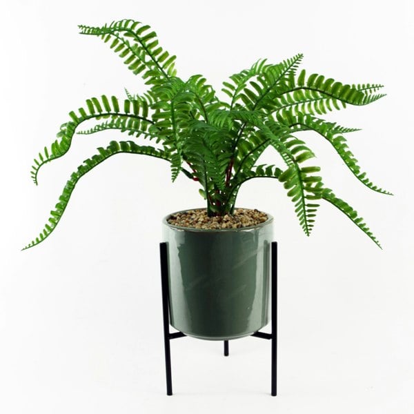 Leaf 40cm Artificial Fern with Ceramic Planter & Stand