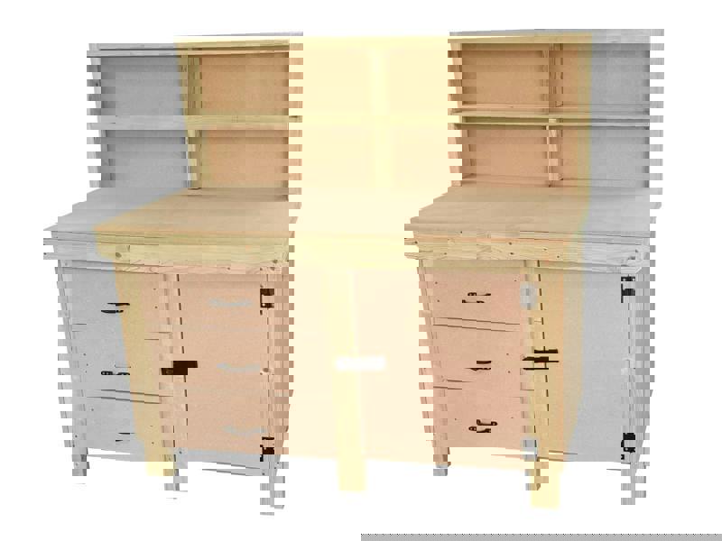 Wooden MDF Top Workbench – Sturdy tool cabinet with a lockable cupboard, back panel, and double shelf for extra storage. Ideal for garages, workshops, and studios