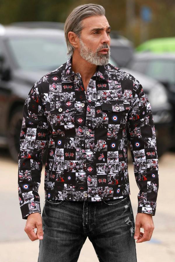 BEST OF BRITAIN MODS SHACKET - Premium Men's Patterned Shirt by Claudio Lugli | Bold Design, Tailored Fit, Best Printed Shirts