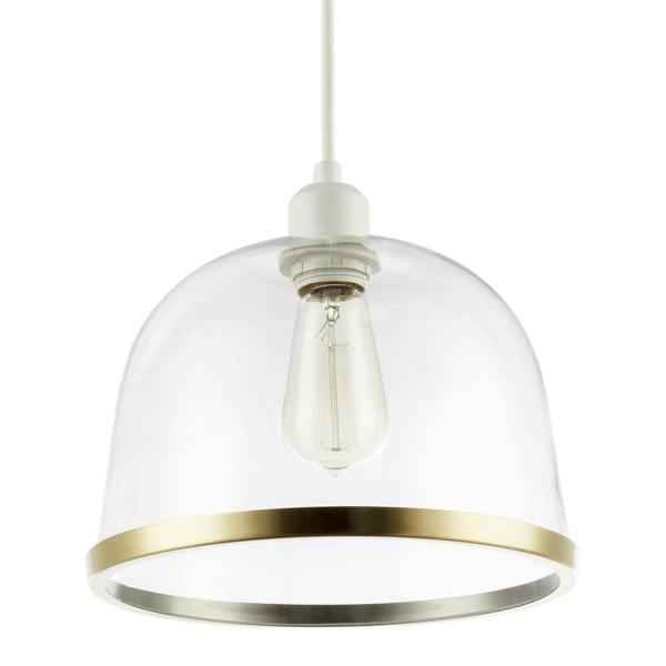 Modern Clear Glass Bowl Pendant Light Shade with Antique Brass Rim Image 5