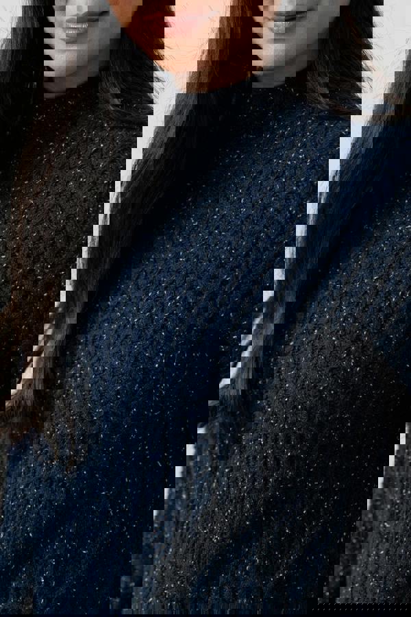 Lily & Me Elspeth Cable Knit High Neck Jumper Navy