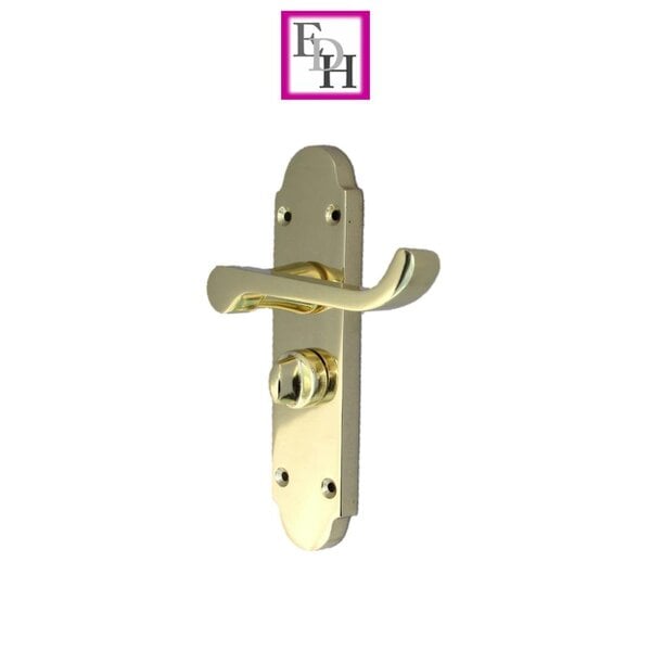 EDH Door Hardware Epsom Victorian Scroll Brass Plated Privacy Bathroom Modern Door Handles 2 Pairs
