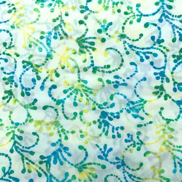 Minerva Blue and Green Cotton Batik Dressmaking & Quilting Fabric per metre, 110cm / 43" Wide