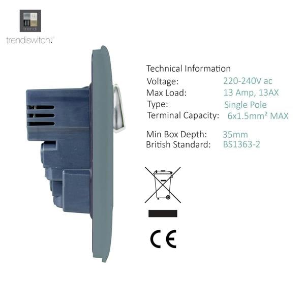 Trendi Switch 2 Gang 4 Port USB 2100mA Plug Socket in Cool Grey