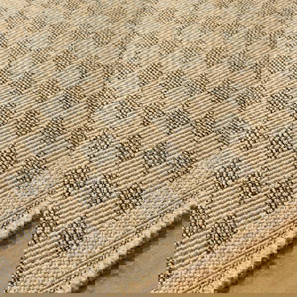 Livabliss Mirage-Cottage Tan Black Checkered Fringe In- & Outdoor Jute-Look Rug