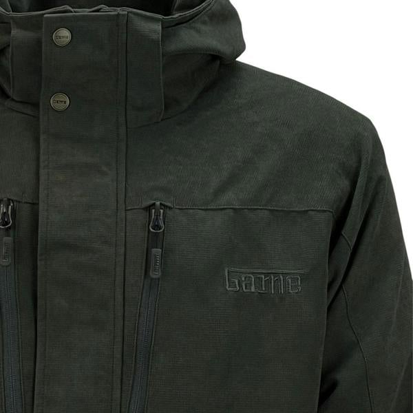 Durable fabric and seam details on the Game Men's Outlander jacket for outdoor performance