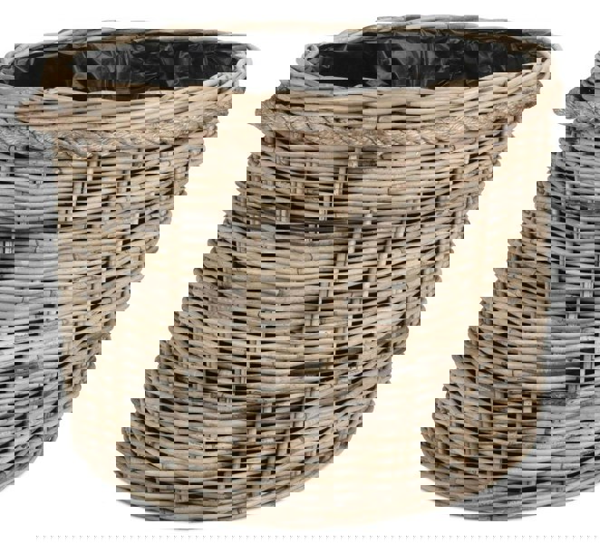 Rope Handled Rattan Round Planter