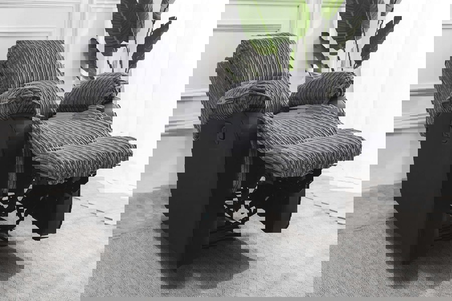 SQUAREBOXX Preston Jumbo Cord Manual Recliner Armchair in Grey