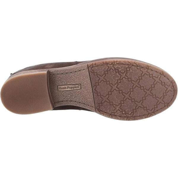 Hush Puppies Edith Womens Pull On Chelsea Dealer Ankle Boots, view of sole showing textured tread pattern and Hush Puppies logo on the sole.