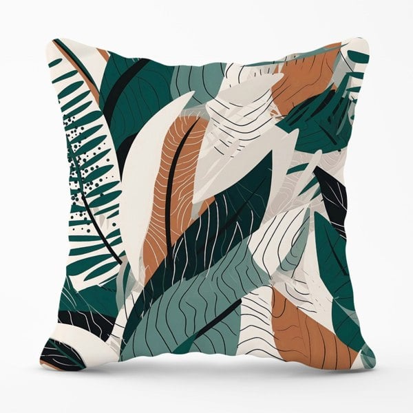 Warren Reed Autumn Tropical Leaves Green Brown Cushions