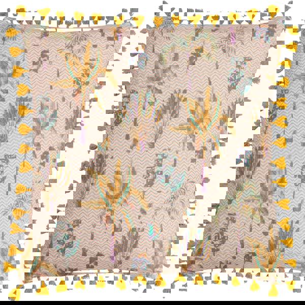 Furn Chamae Tassel Floral Cushion Cover - Coral