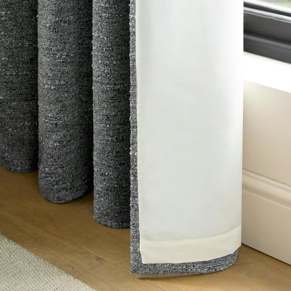 Catherine Lansfield Chunky Boucle Lined Eyelet Curtains Charcoal