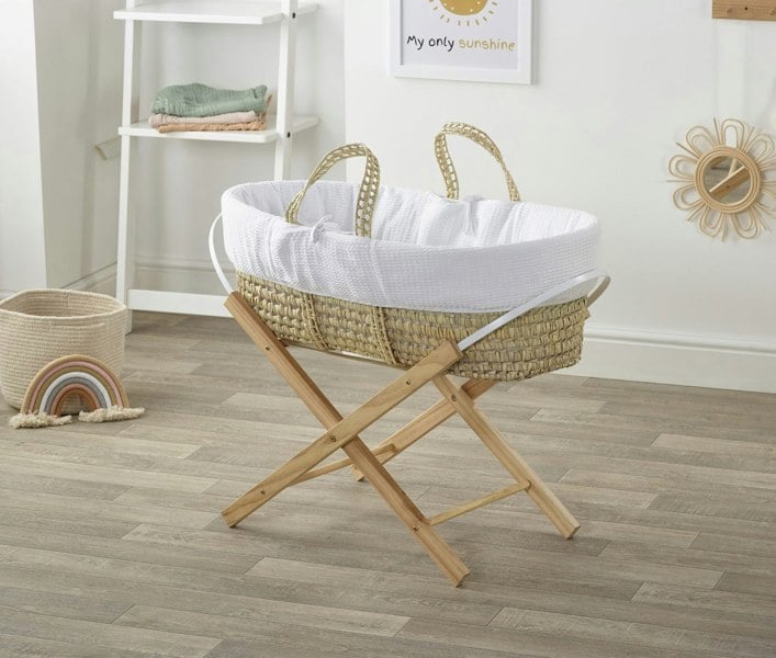 Kinder Valley Hoodless White Waffle Moses Basket