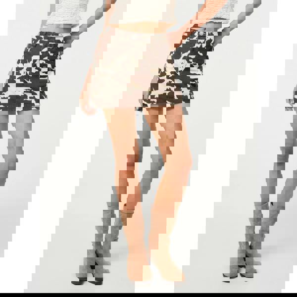 Pink Vanilla Cow Print Denim Skirt