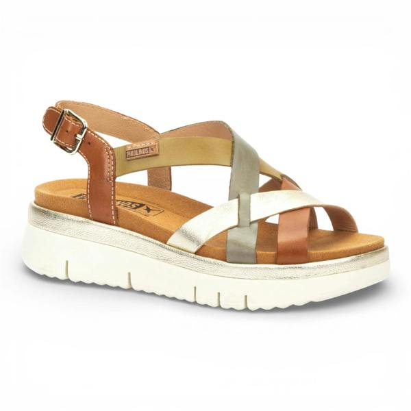 Pikolinos Palma - Women's Brown Leather Wedge Sandals