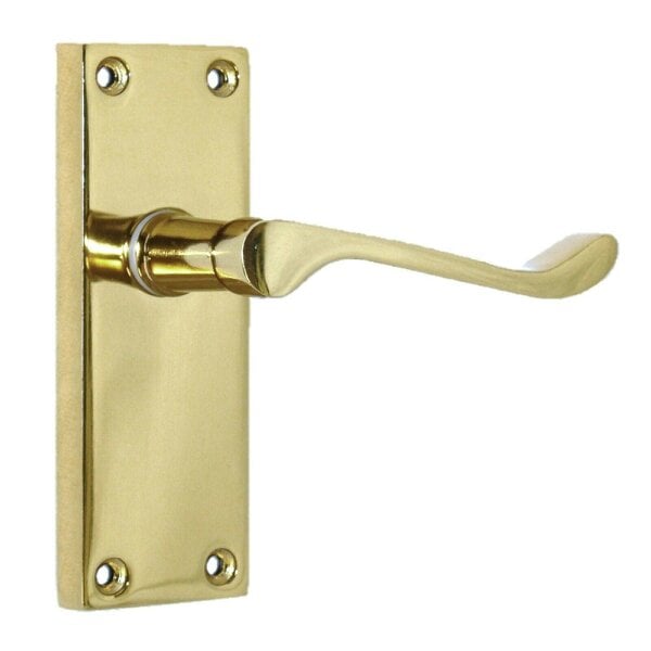 EDH Door Hardware Door Handles Brass Plated Victorian Scroll lever Latch Modern Handles 1 + Latch