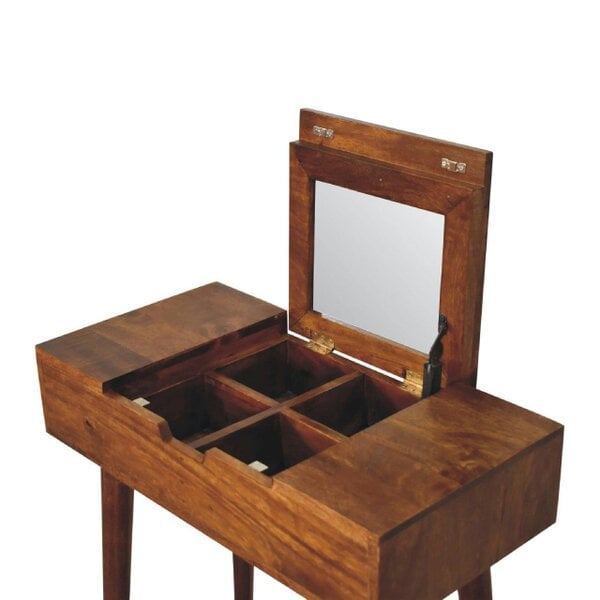 Wyld Haus Olbia Small Chestnut Mango Wood Foldable Mirror Dresser
