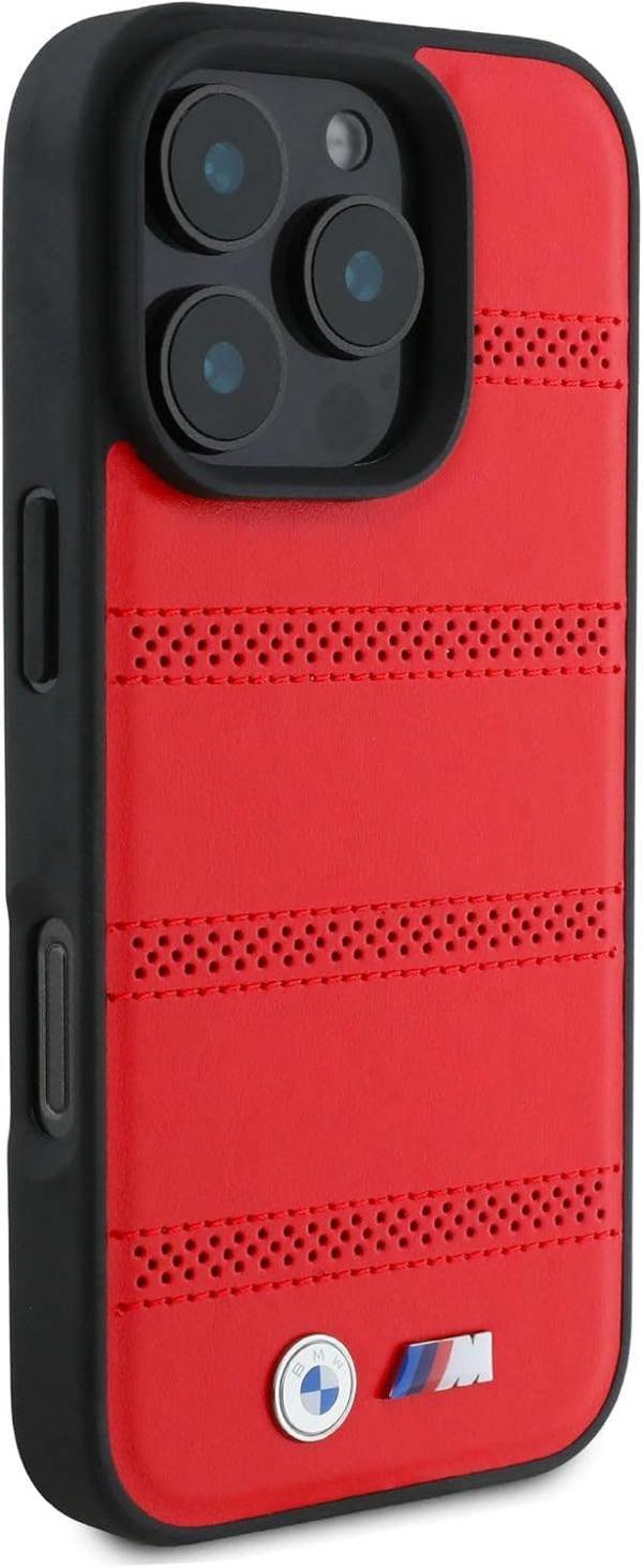 BMW M Perforated Stitched Line Case with MagSafe for iPhone 16 Pro Max 6.9" Red - BMHMP16X23PUSPR