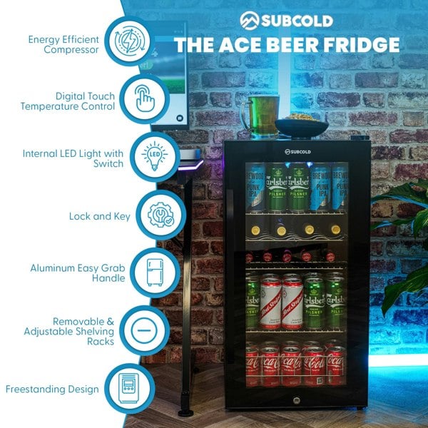 Subcold Ace 90 LED Touch Control Beer Fridge - Black