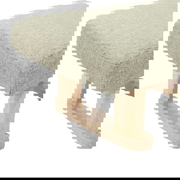 Living and Home Khaki Linen Upholstered Footstool with Wooden Legs