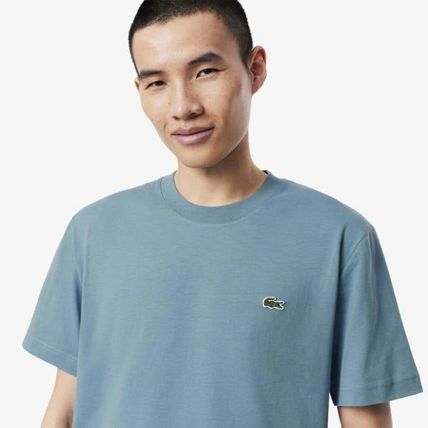 Lacoste Mens Embroidered Logo Cotton T-Shirt - Blue - 