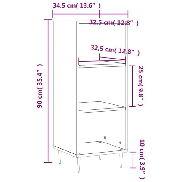 Berkfield Sideboard High Gloss White 34.5x32.5x90 cm Engineered Wood