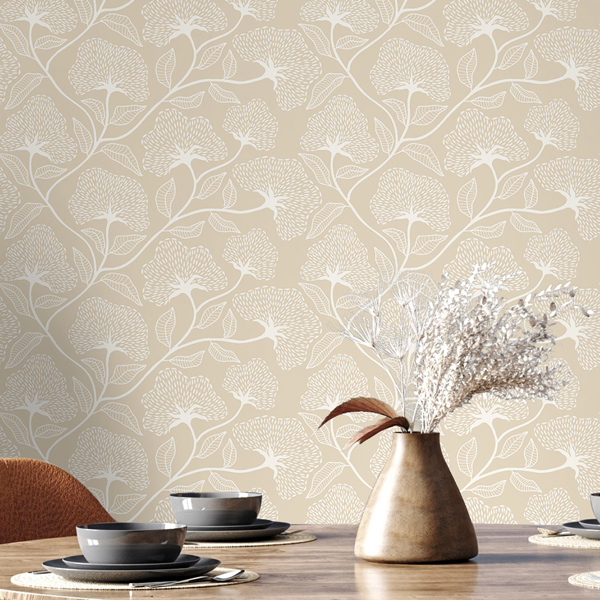 Hoopla Walls Dash Trail - Oatmilk 10m Wallpaper