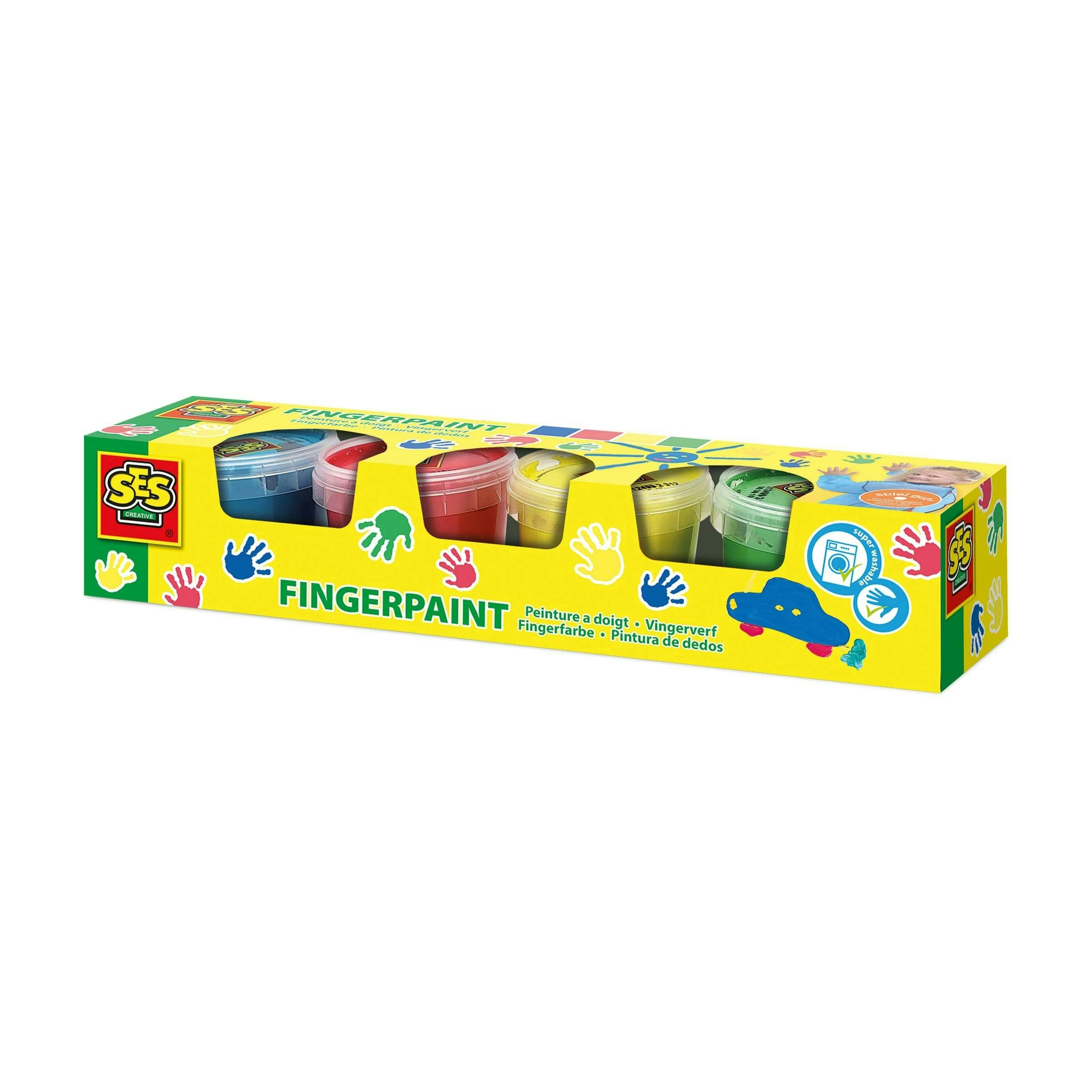 Ses Creative Yellow/Red/Blue Fingerpaint 4 Primary Colours X 110Ml