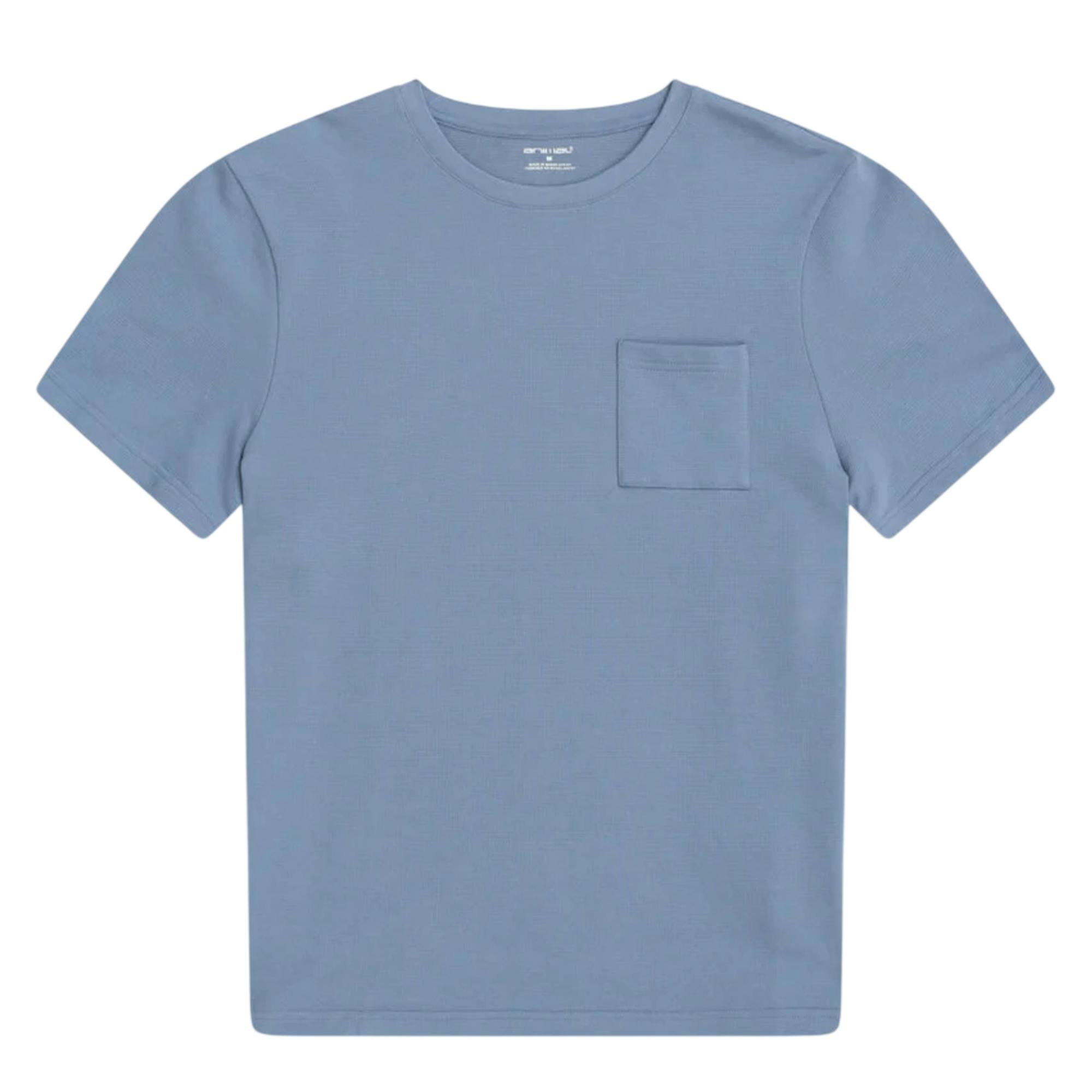 Animal Men's Blue Textured Chest Pocket T-Shirt - Xs - 100% Organic Cotton