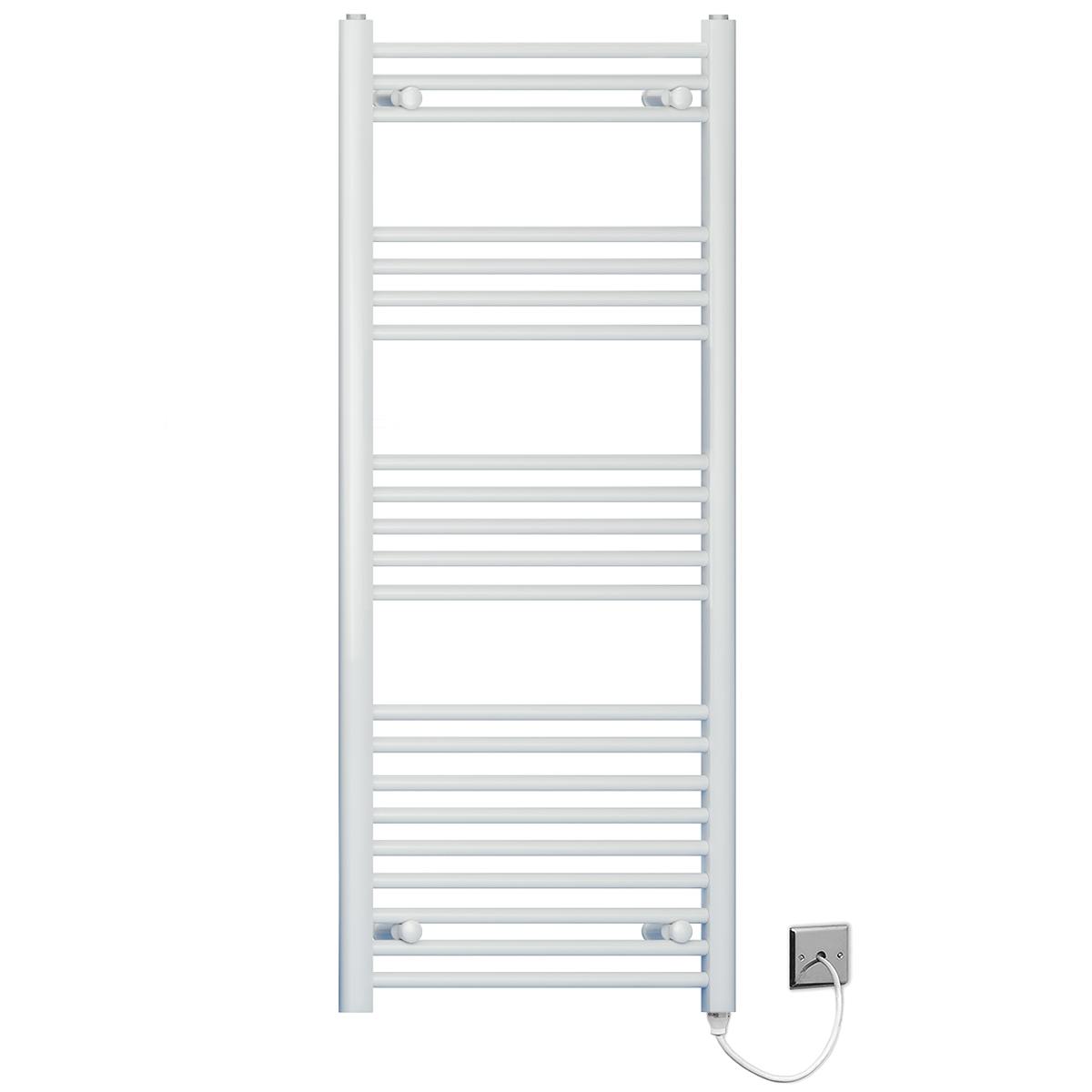 Myhomeware White 400Mm X 1200Mm Electric Pre-Filled Heated Towel Rail Radiator For Bathroom - Standard Element - 19Mm Tube