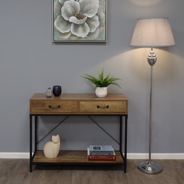 Pagazzi Lighting Grey Giona Polished Chrome & Floor Lamp