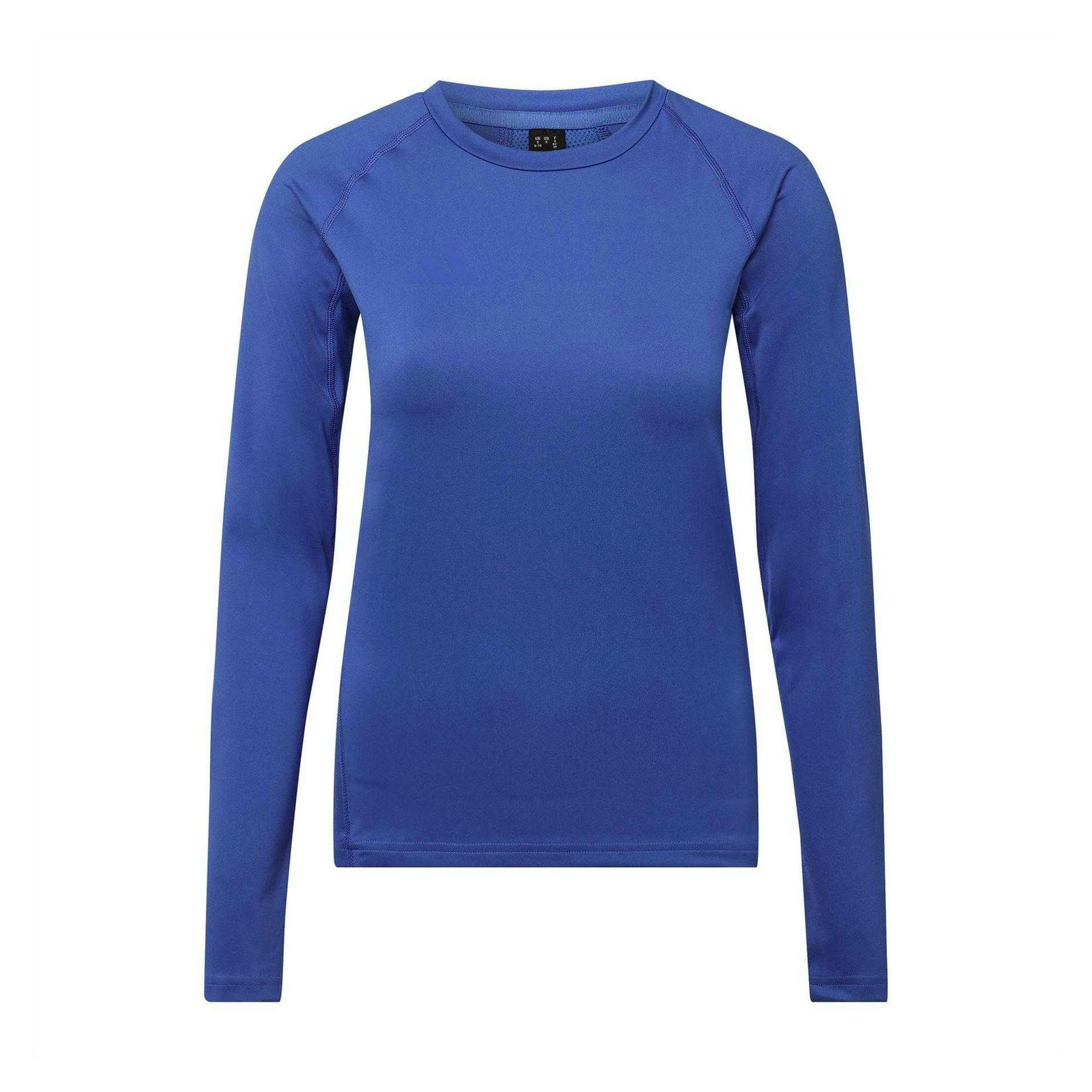 Adidas Women's Blue Techfit Relaxed Fit Long-Sleeved T-Shirt - Lucid - 12 Uk - Lucid - 83% Polyester/17% Elastane