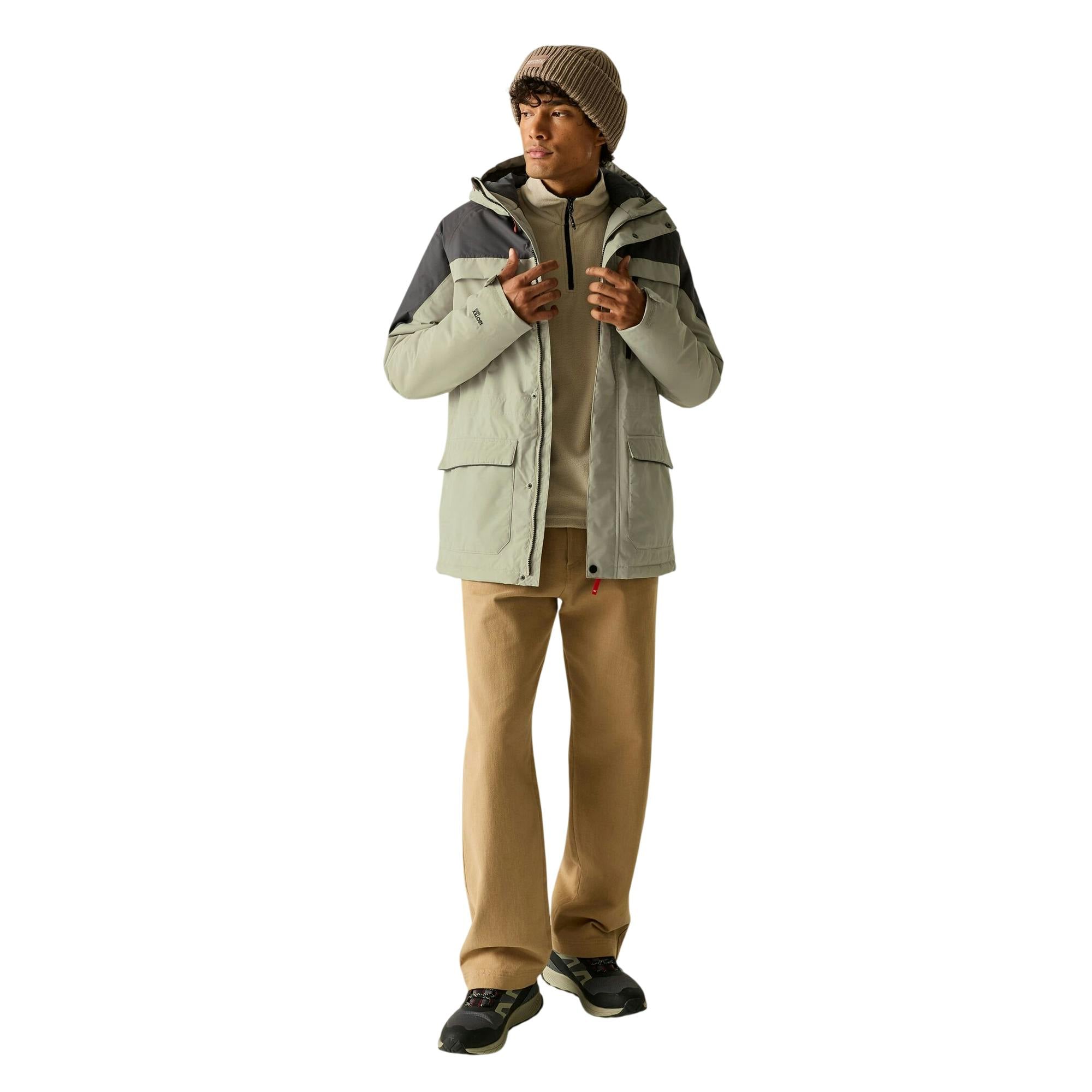 Regatta Men's Stanford Two Tone Waterproof Insulated Jacket - Abbeystone/Iron - S - Abbeystone/Iron - 100% Mixed