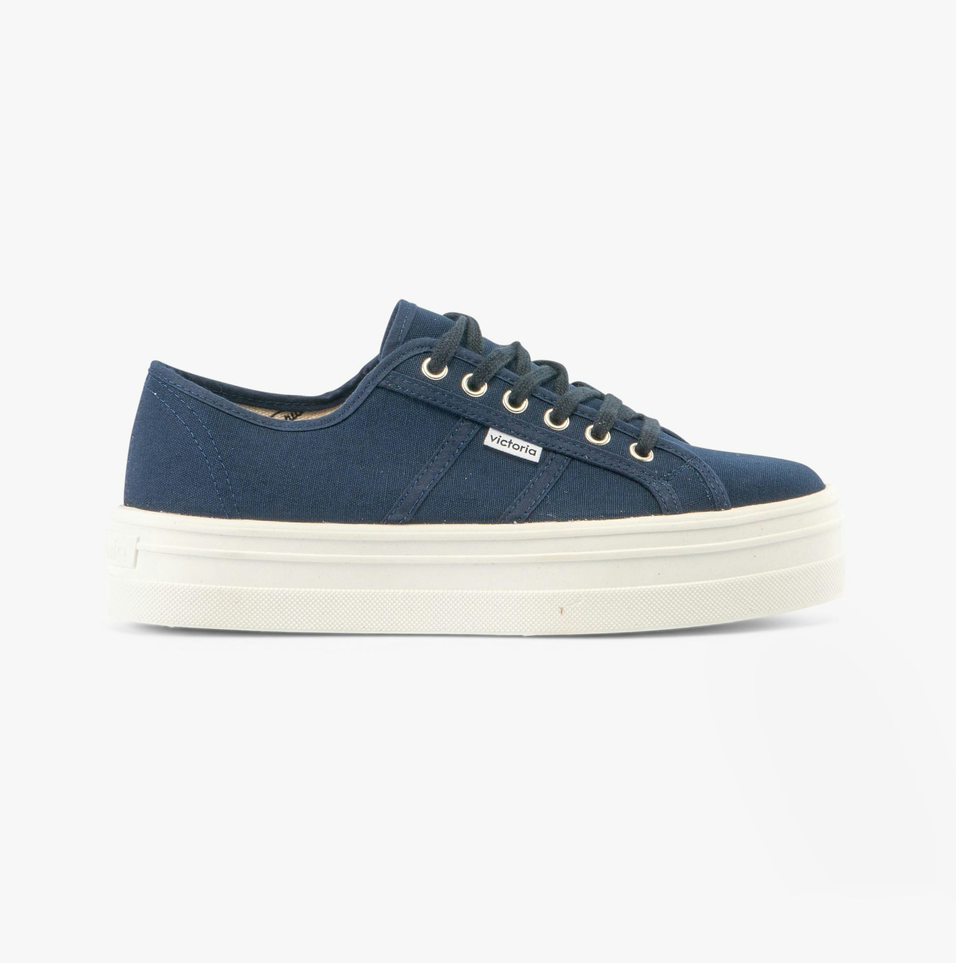 Victoria Women's Blue Barcelona Platform Canvas Trainers - Uk Size 7