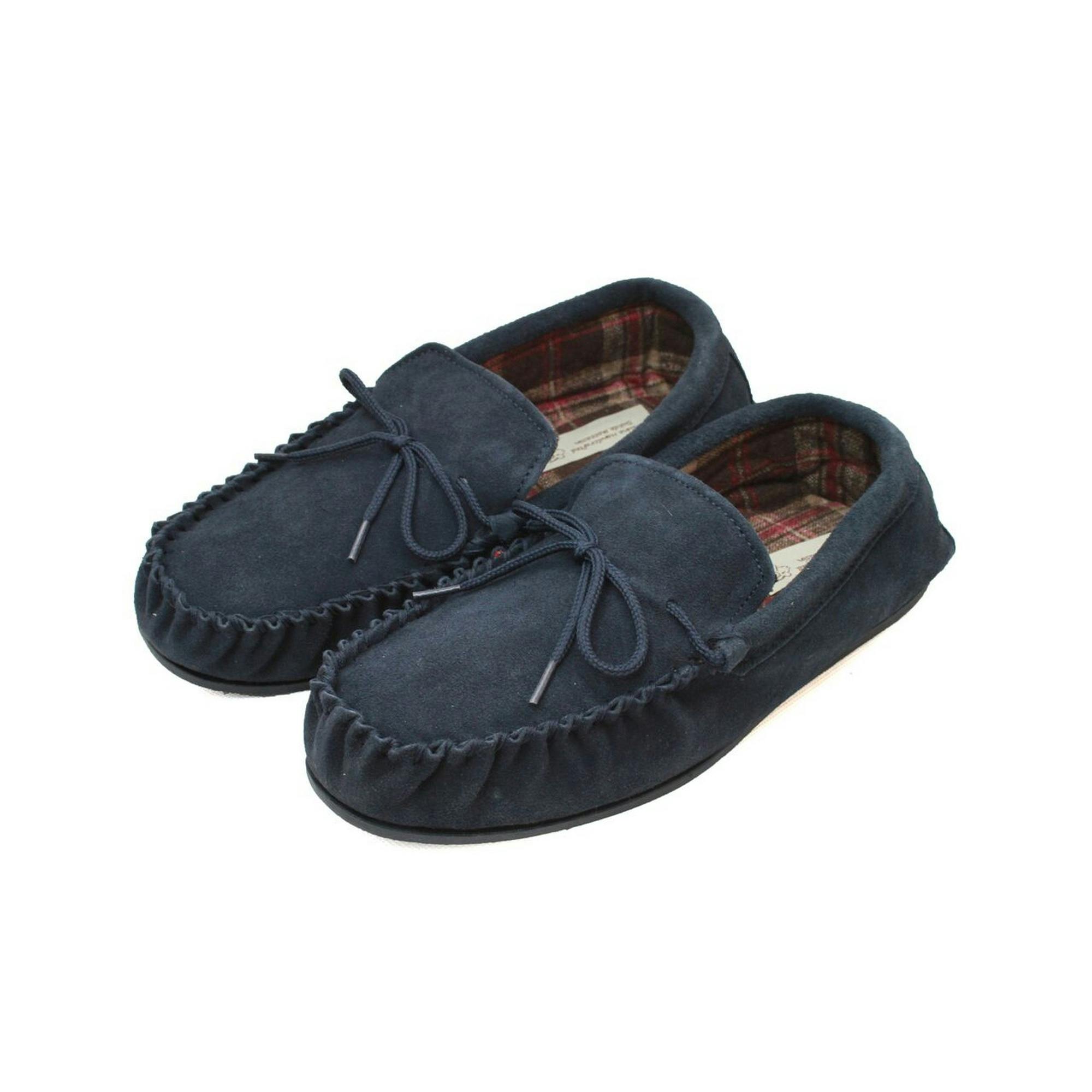 Eastern Counties Leather Men's Fabric Lined Moccasins - Navy - 13/14 Uk - Navy - 90% Suede/5% Tpr/5% Fabric