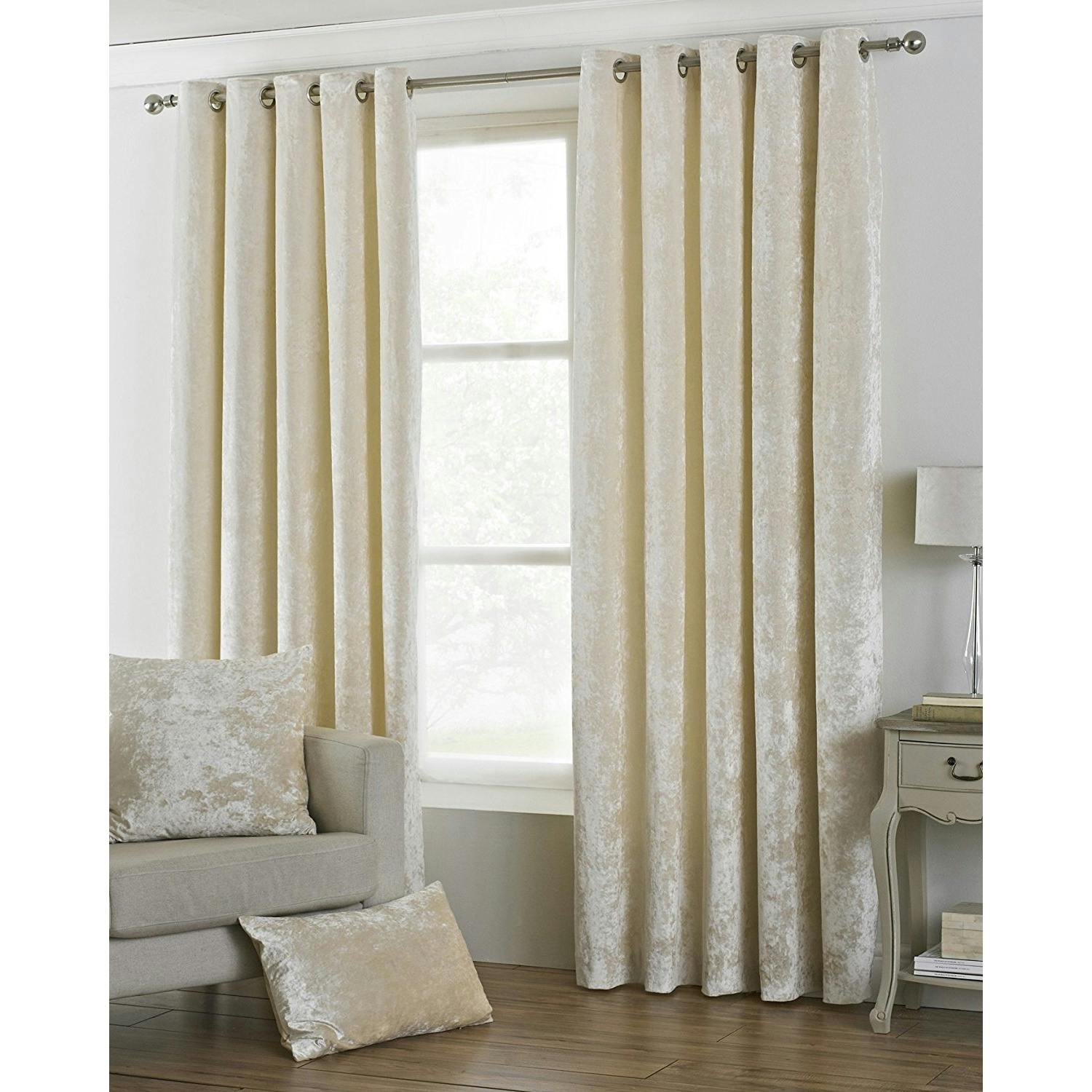 Rackhams Verona Velvet Style Eyelet Curtains - Oyster - 90 X 72In (229 X 183Cm) - Oyster - 100% Polyester